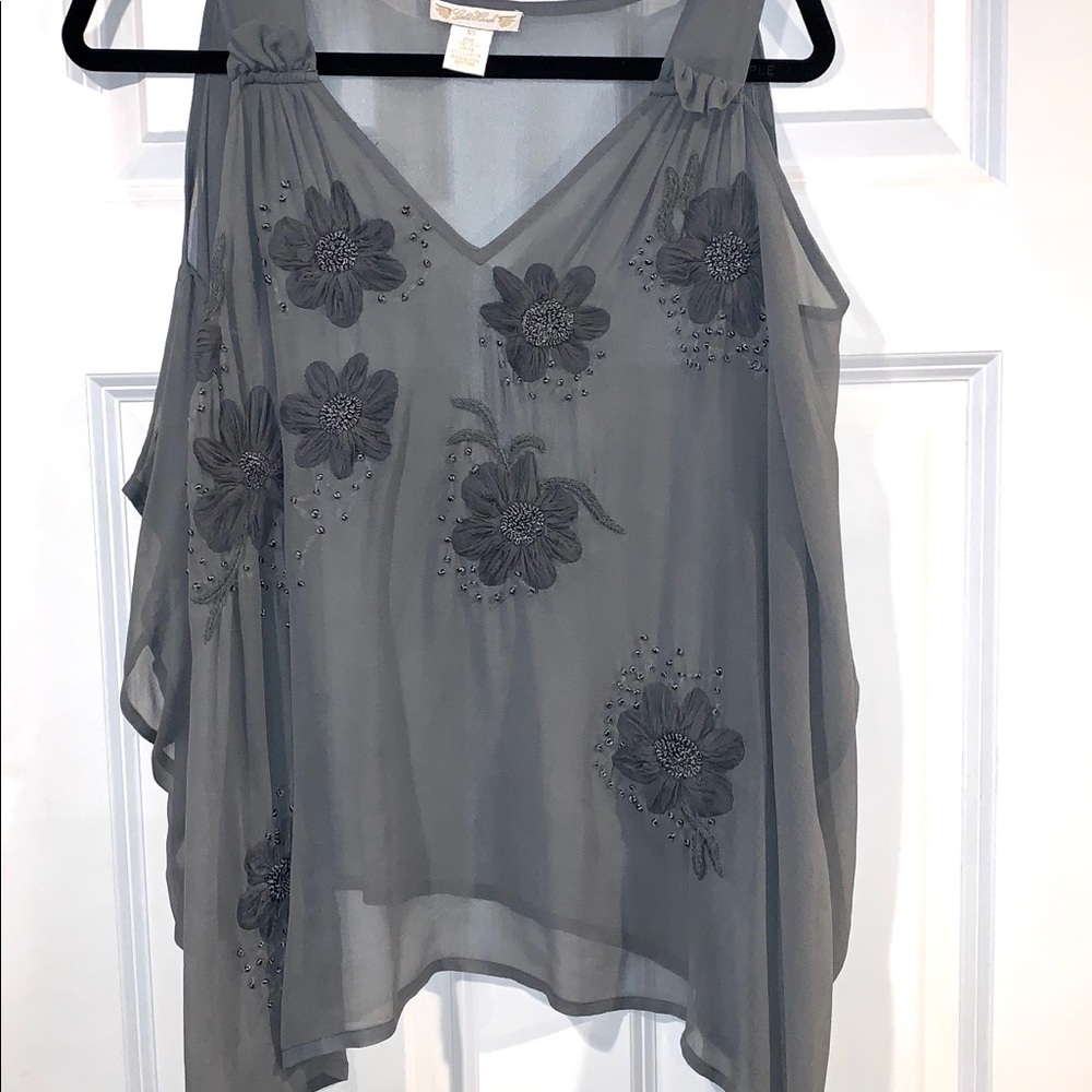 Grey flower sleeveless shirt - Picture 3 of 4